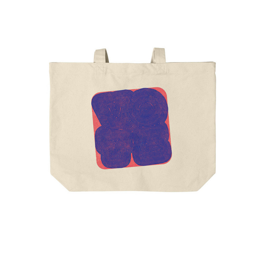 Lino Print Vote Tote, a Natural Cotton Canvas Tote Bag