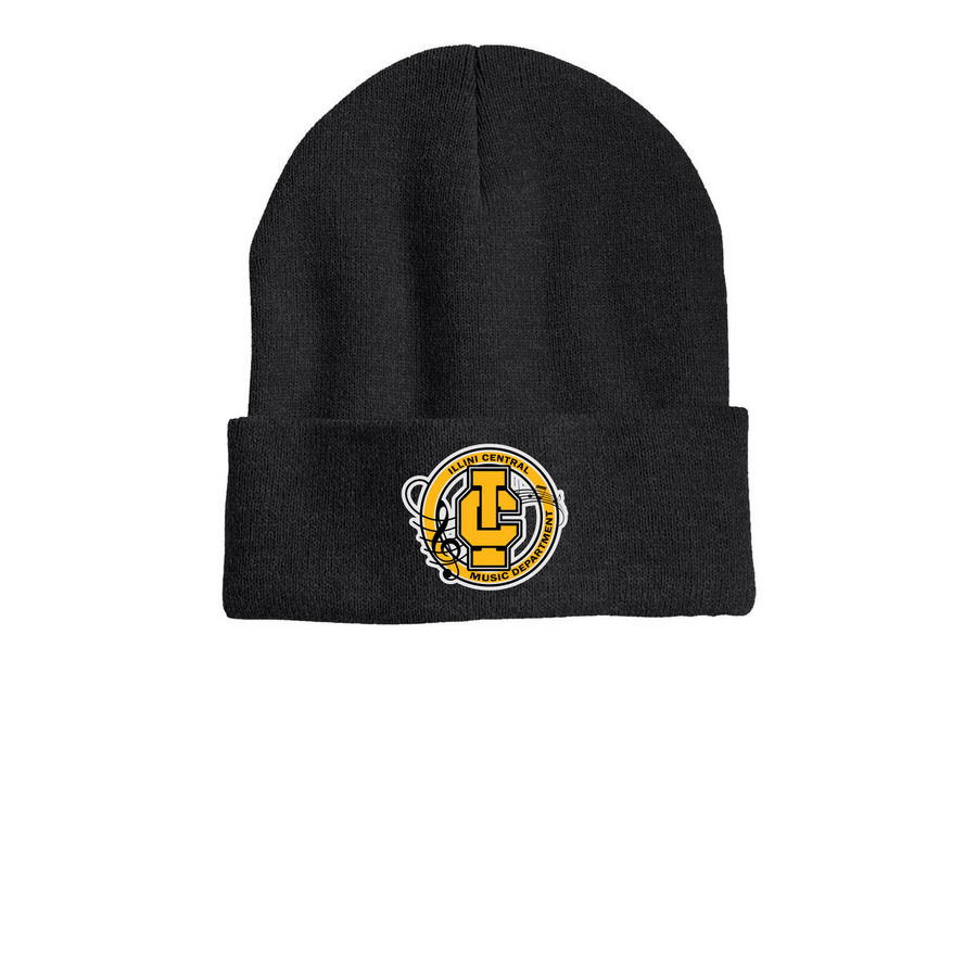 Music Dept Beanie, a Heather Charcoal Printed Cuffed Beanie