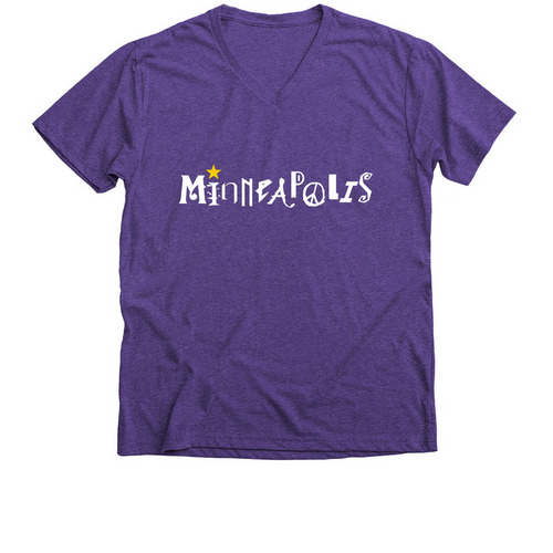 Minneapolis (white&nbsp;print), a Purple Rush Premium V-Neck Tee