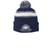 WLTL Beanies, a True Navy/ White Printed Stripe Pom-Pom Beanie