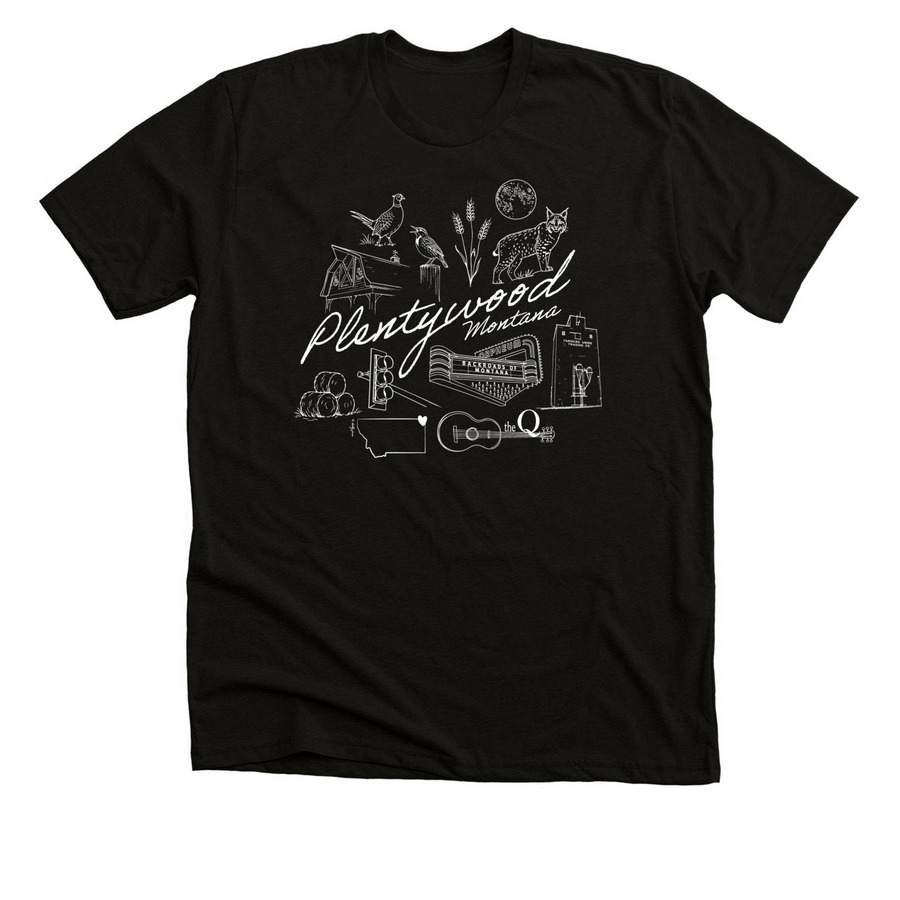 Plentywood (White), a Black Heather Premium Unisex Tee
