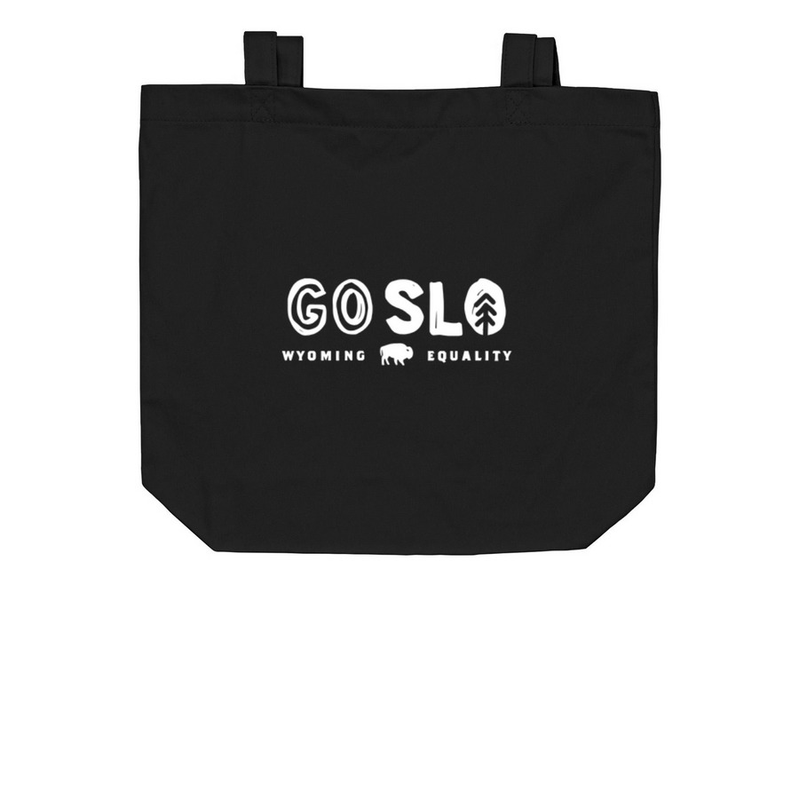 Rainbow Bison | Tote Bag, a Black Organic Cotton Tote Bag (back-view)