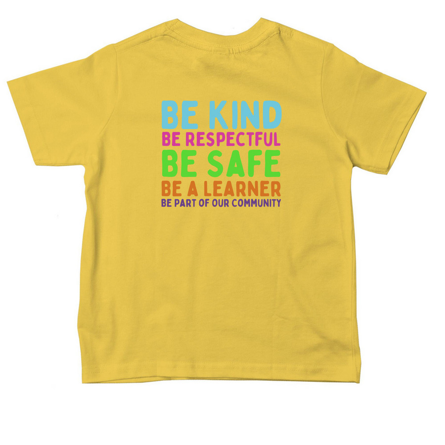 Classic Logo + Core Values (Toddlers), a Yellow Toddler Tee (back-view)