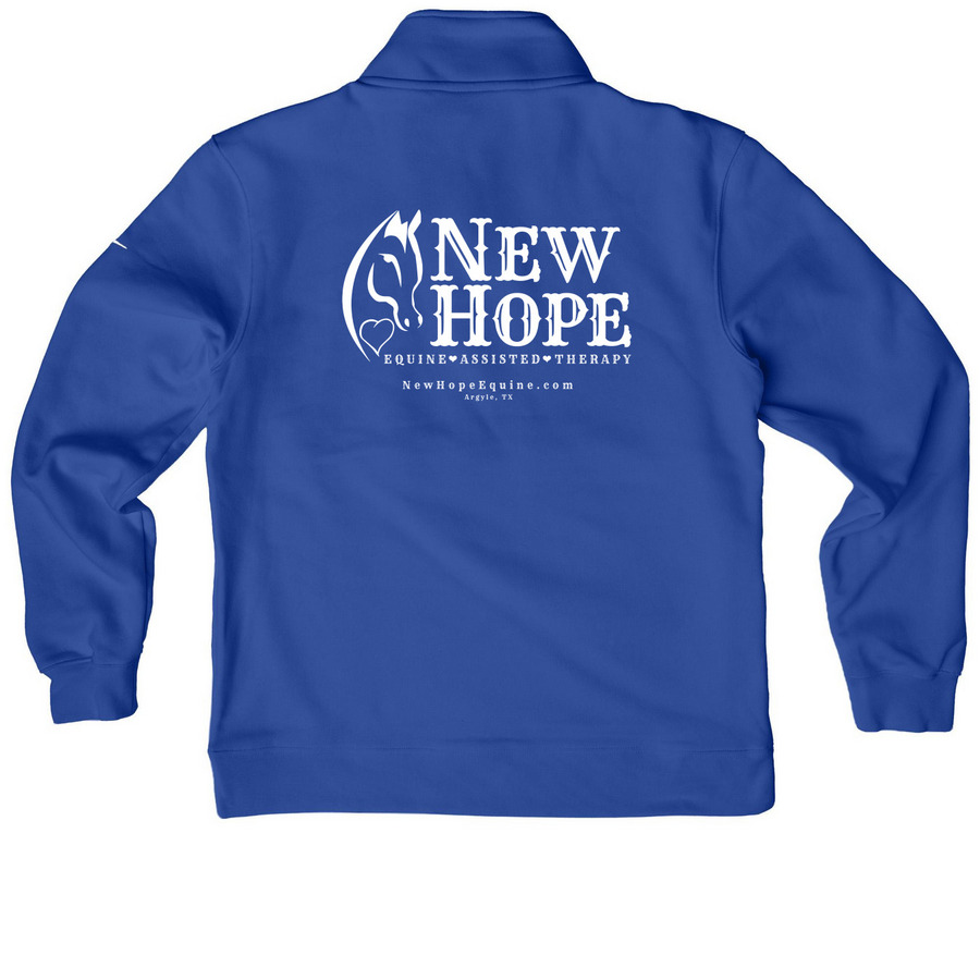 New Hope Logo Athletic Collection, a Game Royal Nike Club Fleece Half Zip Pullover (back-view)