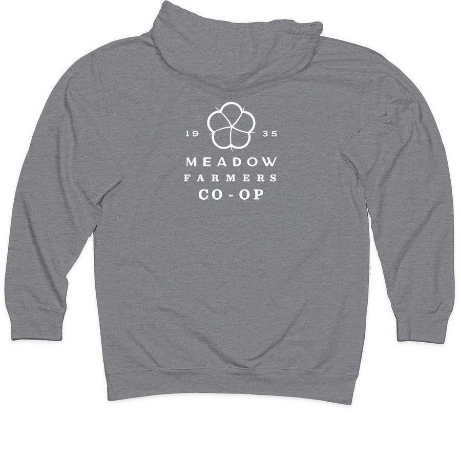 Comfort Colors Co-op/Large Back Logo, a Gunmetal Heather Midweight Pullover Hoodie (back-view)