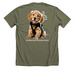 Fluffy, a Heather Olive Premium Unisex Tee (back-view)