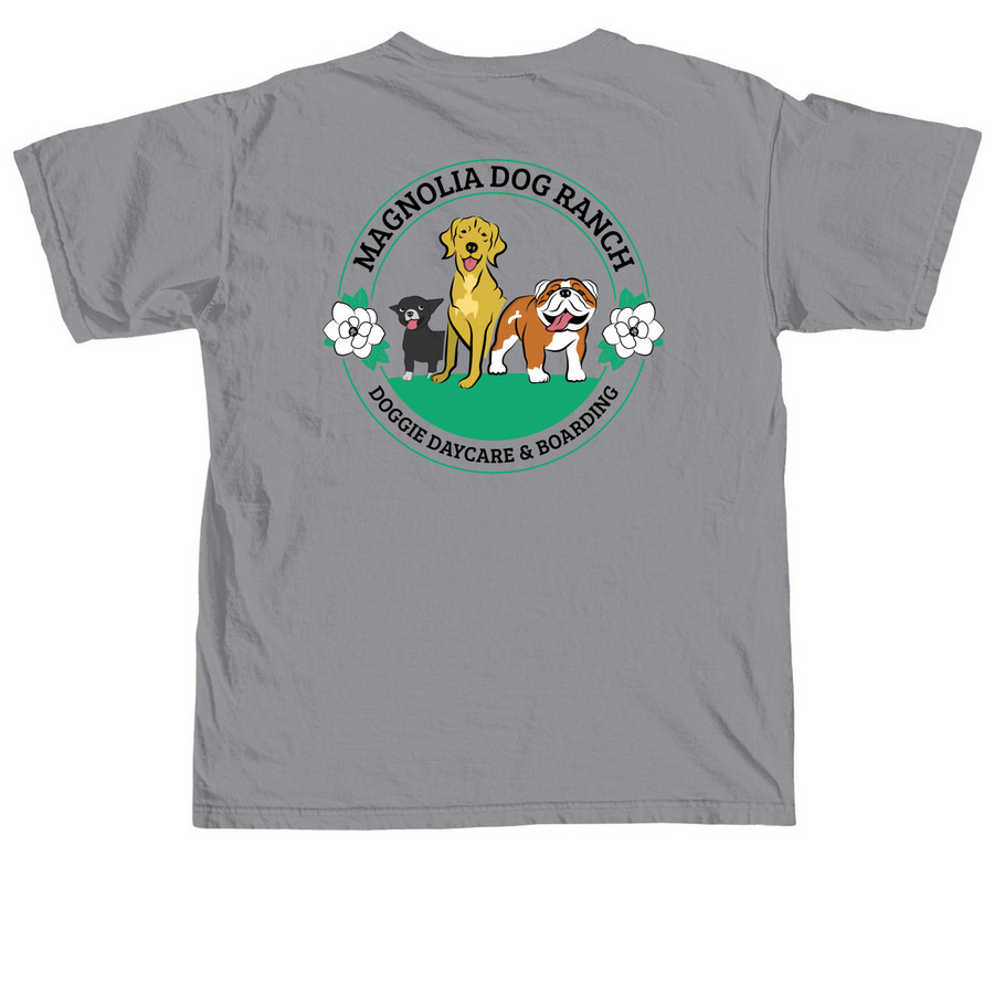 Love + Dogs, a Granite Comfort Colors Unisex Tee (back-view)