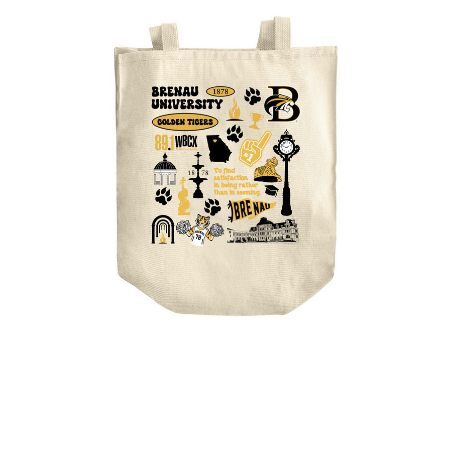 Brenau Community Tote, a Natural Over-the-Shoulder Shopping Tote Bag (back-view)