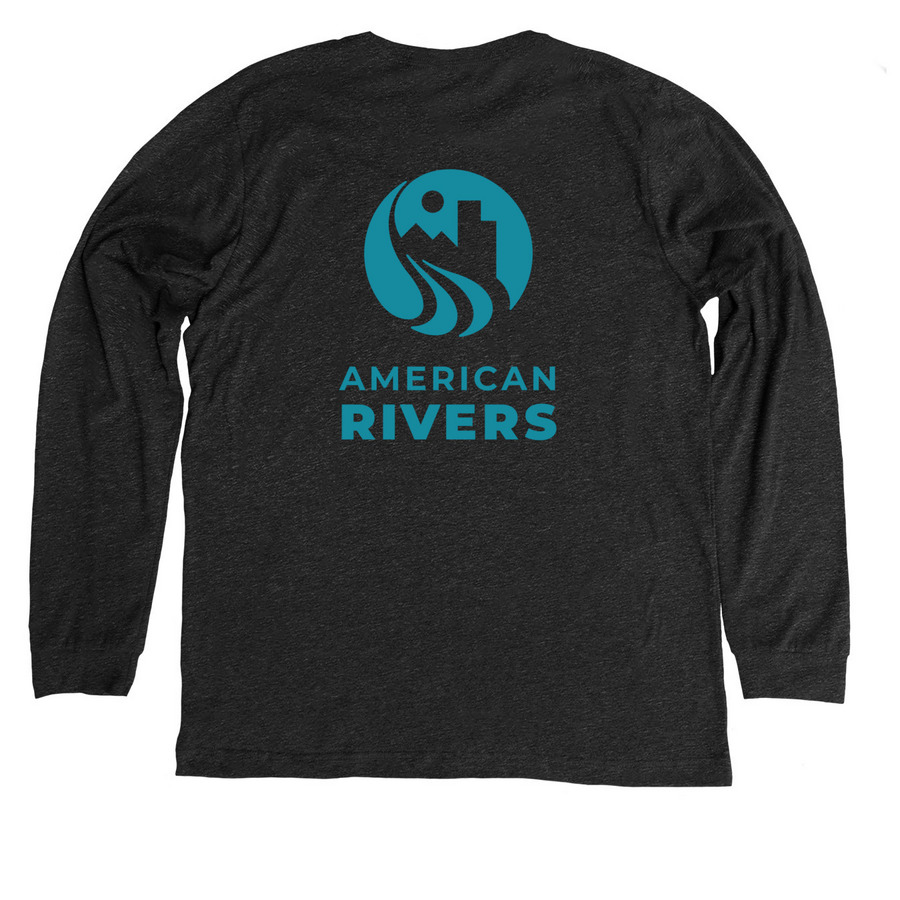 Life Depends on Rivers&nbsp;, a Dark Grey Heather Premium Long Sleeve Tee (back-view)