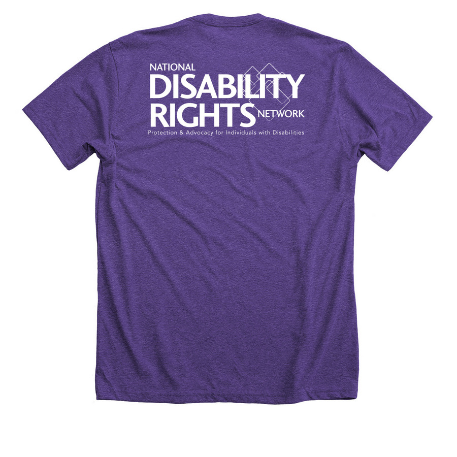THE FUTURE IS ACCESSIBLE, a Heather Team Purple Premium Unisex Tee (back-view)