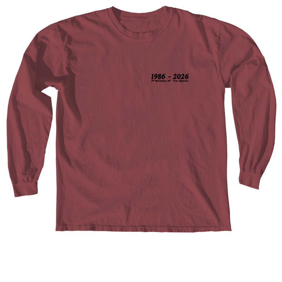 1986-2026 & Senior Class Quote, a Brick Comfort Colors Long Sleeve Tee