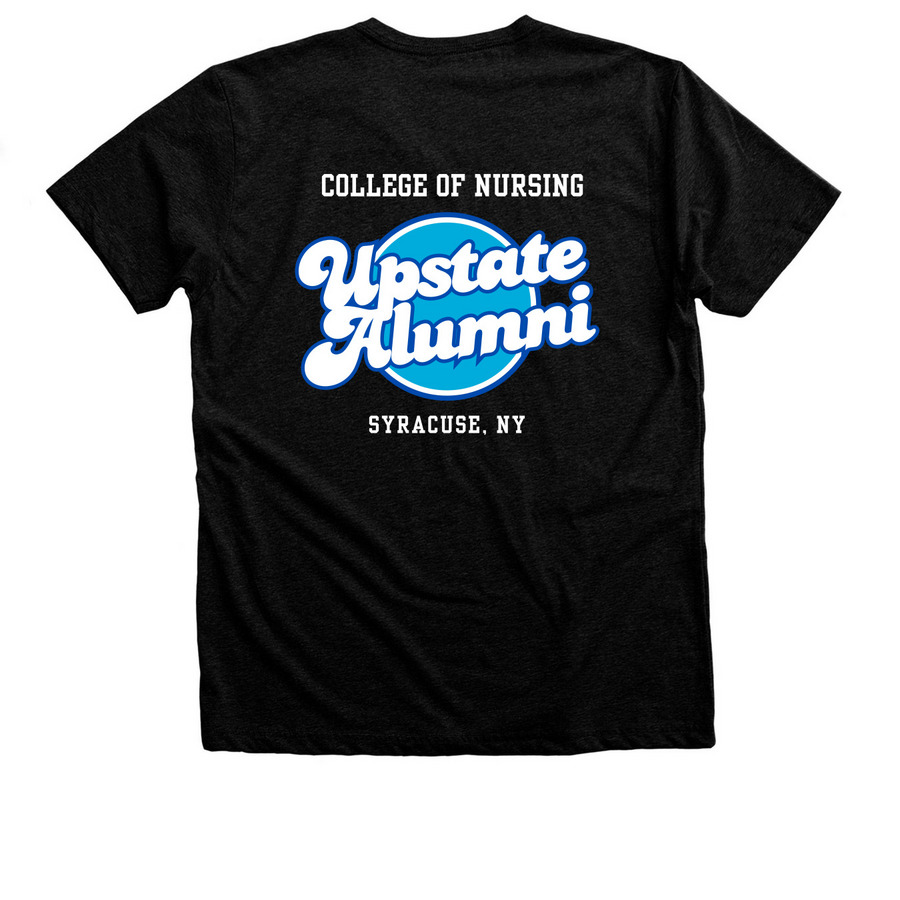 Retro Nursing Alumni 1, a Black Heather Premium Unisex Tee (back-view)