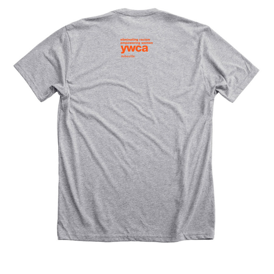YWCA is on a Mission, a Athletic Heather Premium Unisex Tee (back-view)