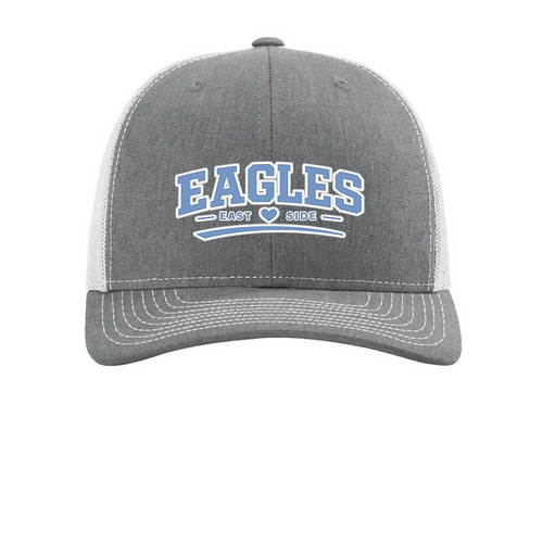 East Side Trucker Hat, a Heather Grey/ Light Grey Printed Snapback Trucker Cap