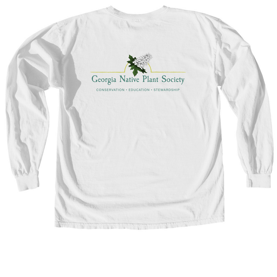 Oakleaf Hydrangea GNPS Logo Shirt, a White Comfort Colors Long Sleeve Tee (back-view)