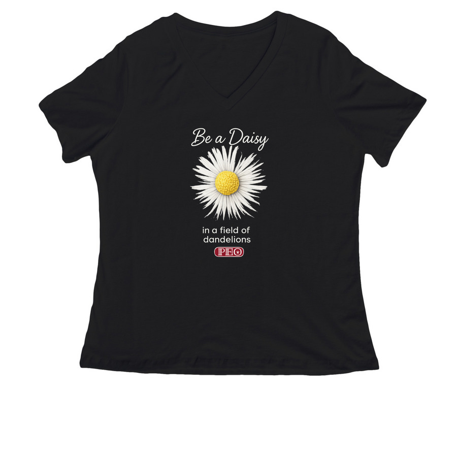 Be a Daisy, a Black Women's Relaxed V-Neck Tee