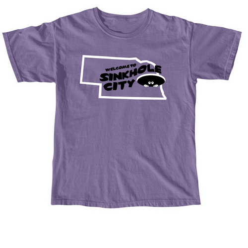 Sinkhole City, a Grape Comfort Colors Unisex Tee