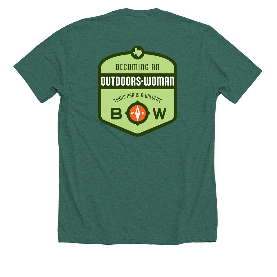 Texas BOW Logo, a Heather Forest Premium Unisex Tee (back-view)