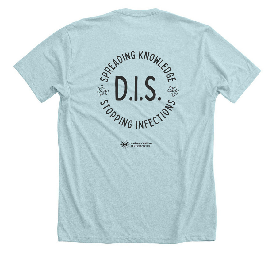 Spreading Knowledge, a Heather Ice Blue Premium Unisex Tee (back-view)