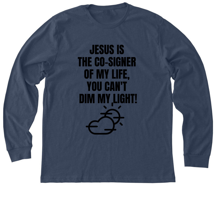 Jesus is the Co-Signer, a Heather Navy Premium Long Sleeve Tee