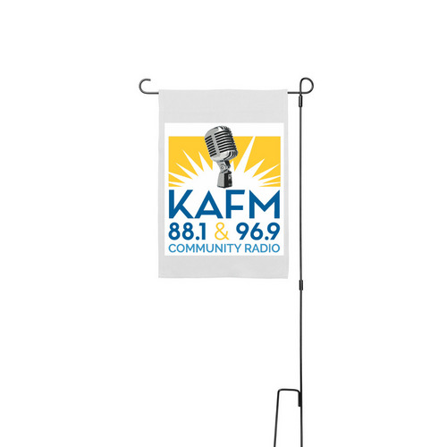 KAFM Yard Flag, a White 12" x 18" Yard Flag with Stake