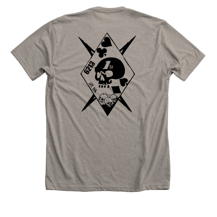 Left side with backup, a Heather Stone Premium Unisex Tee (back-view)
