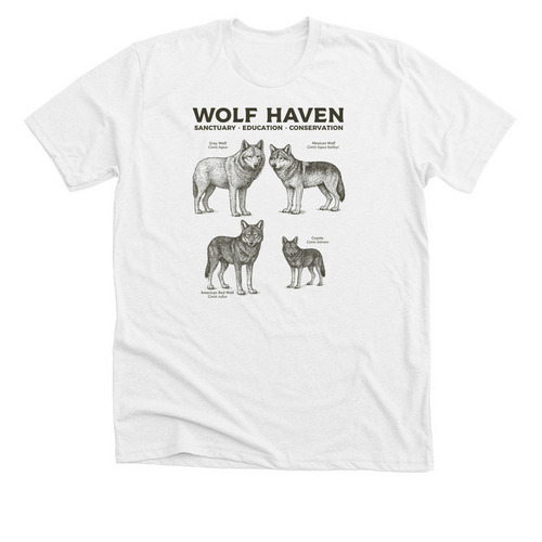 Wolf Haven's Canid Species, a Solid White Blend Premium Unisex Tee