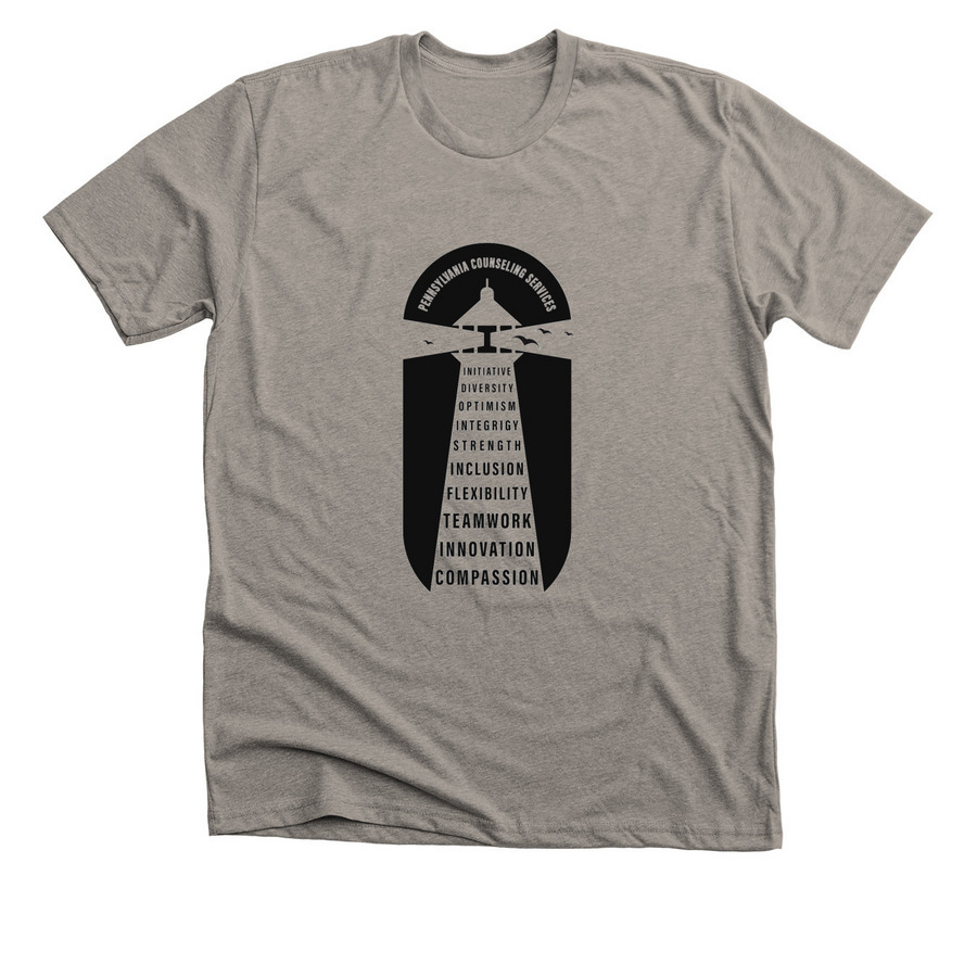 Values Lighthouse, a Heather Stone Premium Unisex Tee