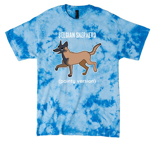 Belgian Shepherd (pointy version)&nbsp;, a Sky Blue Crystal Tie Dye Tee