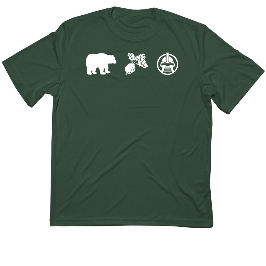 100% Polyester Bears Eat Beets, a Forest Green Classic Performance Tee