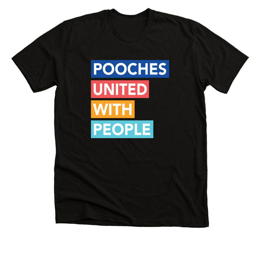 Pooches United with People Colorful Tee, a Black Heather Premium Unisex Tee