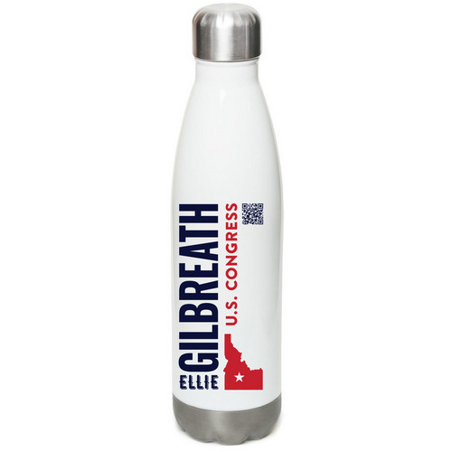 Thermos, a White Stainless Steel Water Bottle