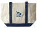 Waukesha Public Library Tote Bag, a Natural/Navy Large Two-Tone Canvas Tote Bag