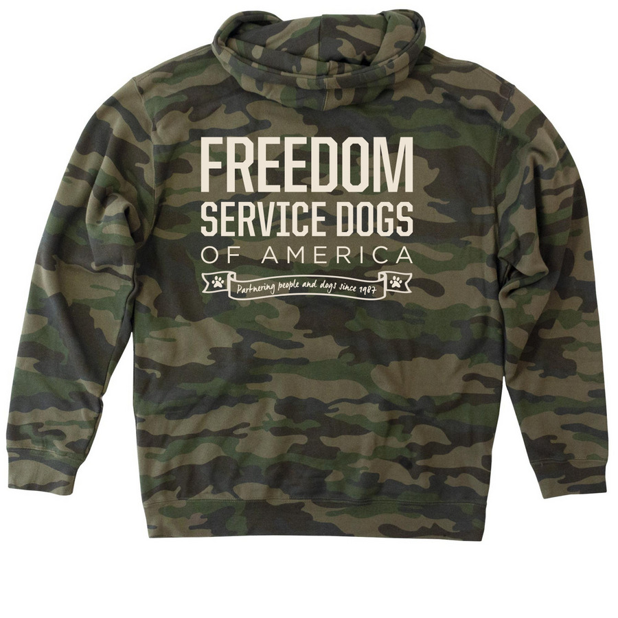 FSD Logo Apparel, a Forest Camo Heavyweight Camo Pullover Hoodie (back-view)