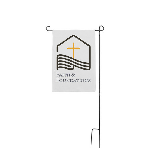 F+F Logo Yard Flag, a White 12" x 18" Yard Flag with Stake