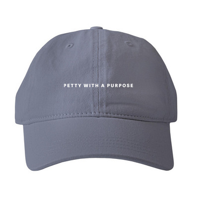 Petty With a Purpose Hat, a Denim Printed Pigment Dye Baseball Cap