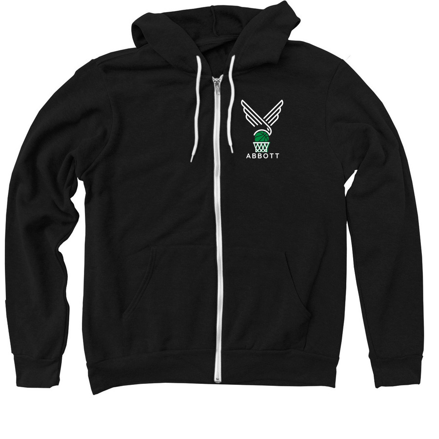 2025 2026 Small Basketball Logo, a Black Zip Up Hoodie