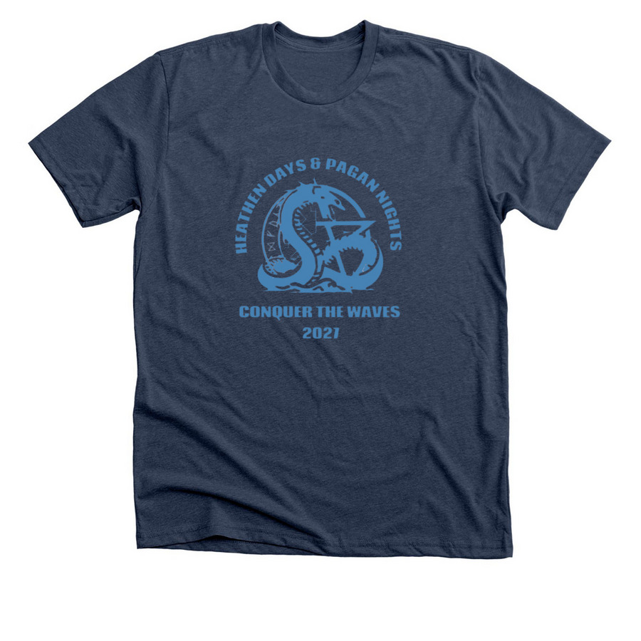 Heathen Days and Pagan Nights 2027, a Heather Navy Premium Unisex Tee