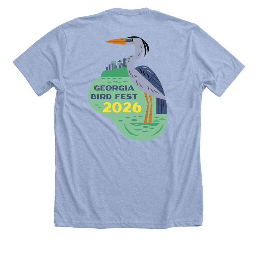 Georgia Bird Fest 2026 T-Shirt, a Heather Baby Blue Premium Unisex Tee (back-view)