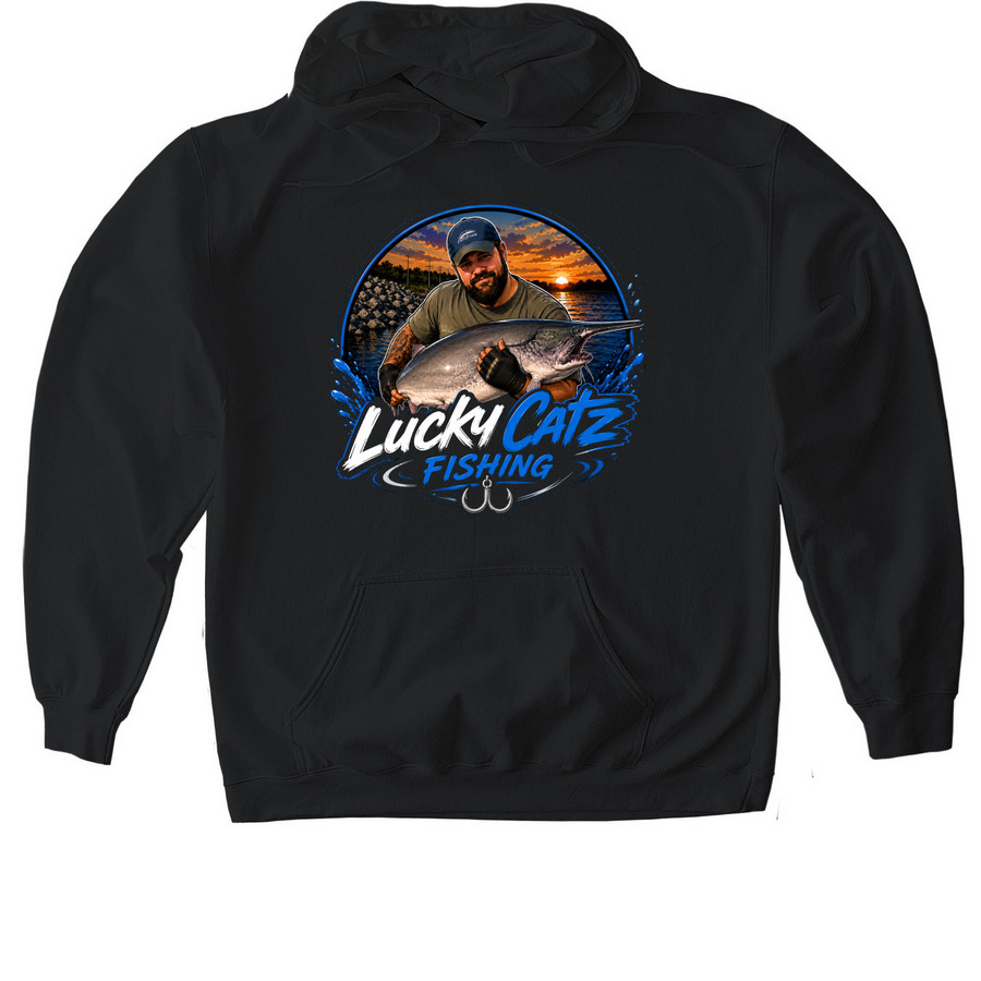 Lucky Catz Fishing Apparel, a Black Gildan Softstyle Pullover Hoodie