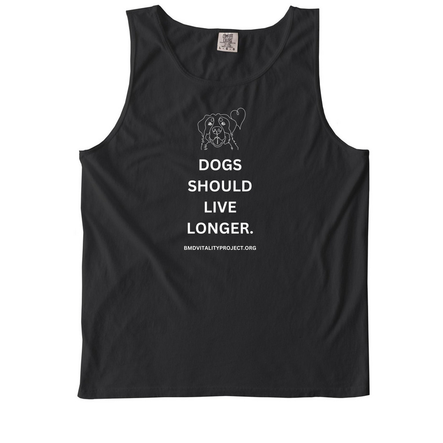 Dogs Should Live Longer Shirts, a Black Comfort Colors Tank Top