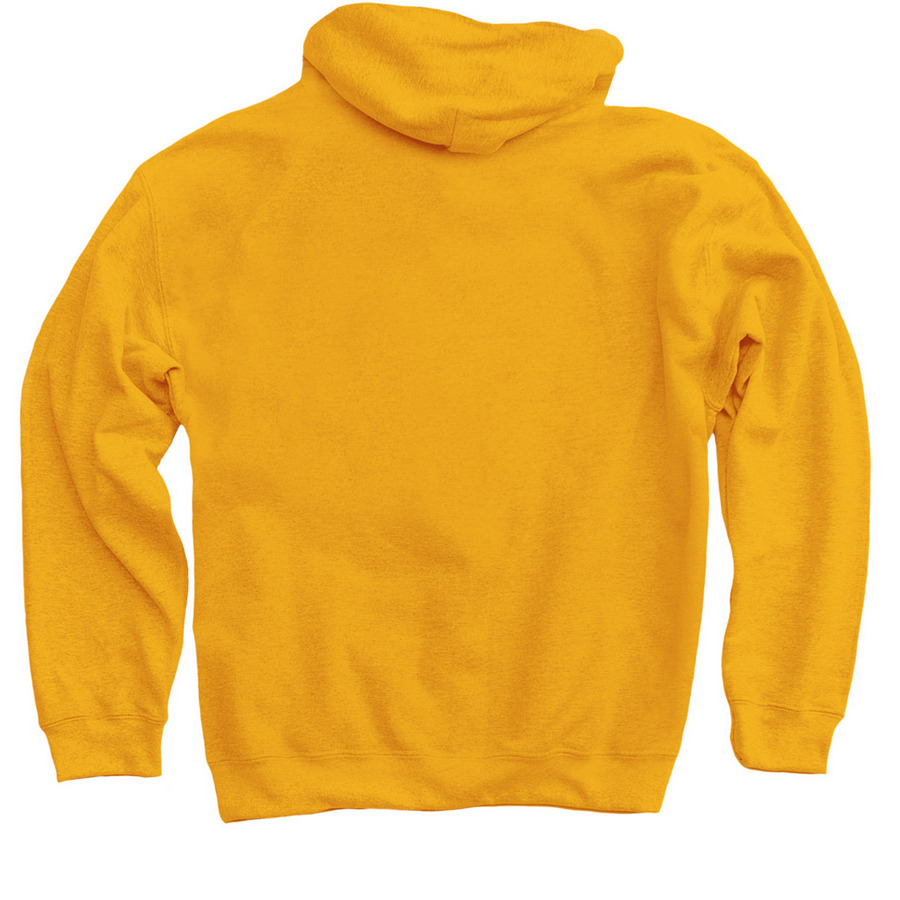 Middling Podcast Apparel, a Gold Pullover Hoodie (back-view)