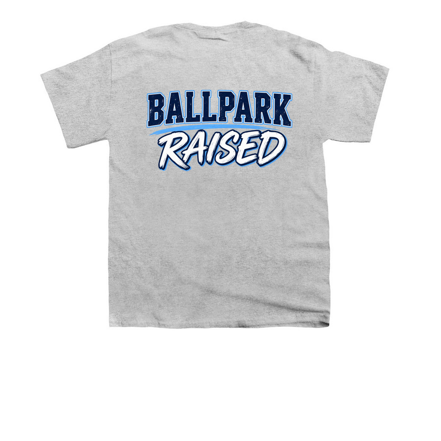 Ballpark Raised, a Sport Grey Youth Unisex Tee (back-view)