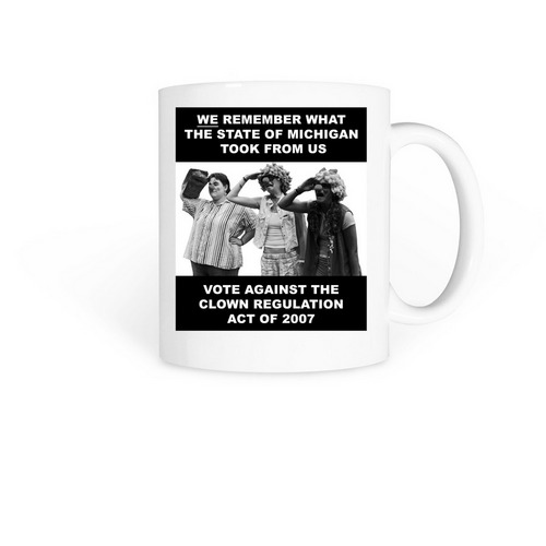 Clowns vs. The State of Michigan Mugs, a White Coffee Mug