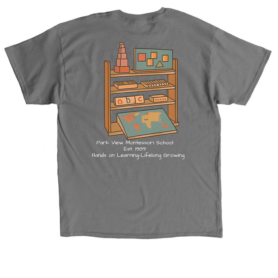 Park View Montessori School, a Charcoal Classic Unisex Tee (back-view)