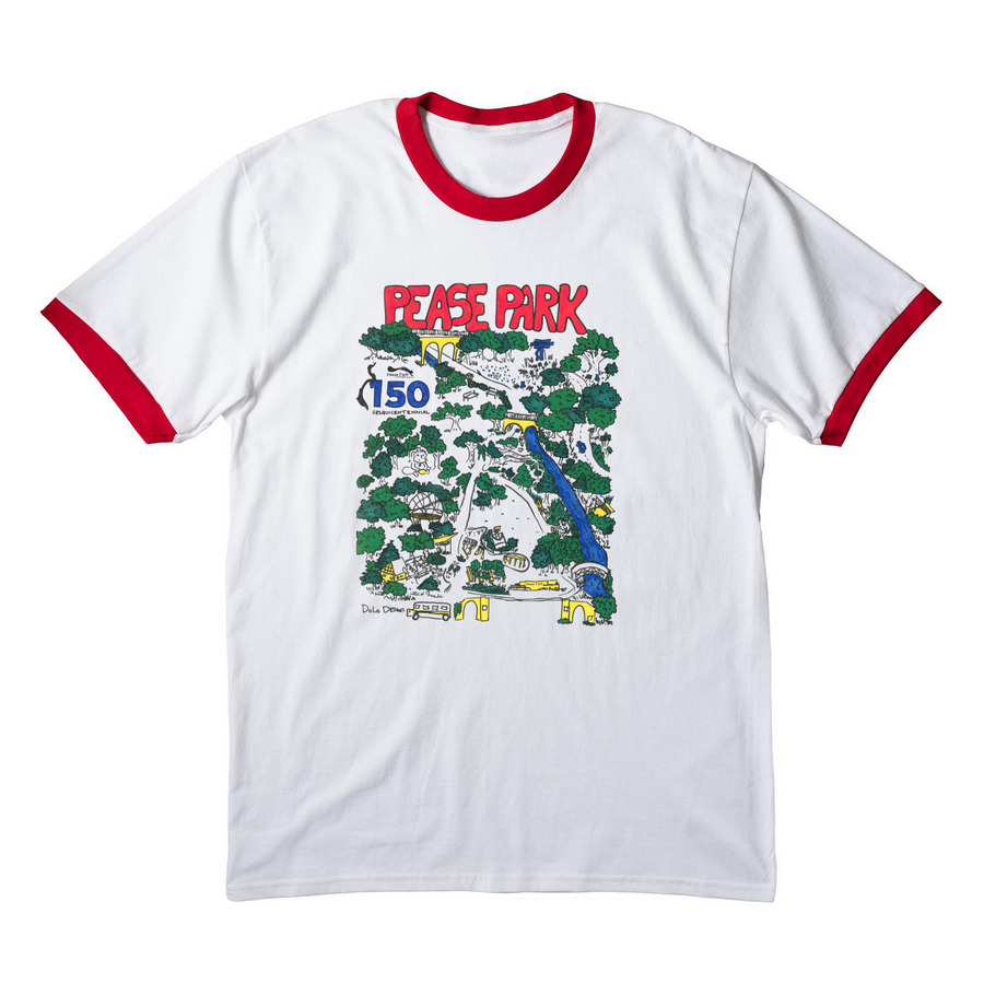 150th Anniversary Merch, a White/ Red Cotton Ringer Tee