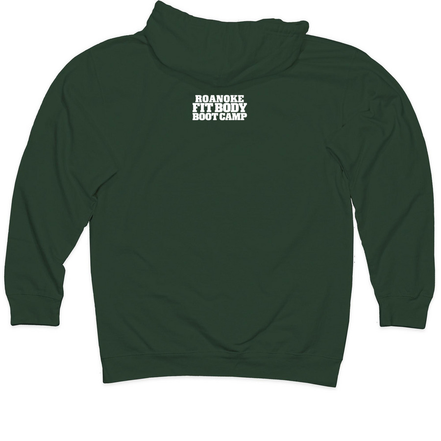 Motivated by mountains, a Alpine Green Midweight Pullover Hoodie (back-view)