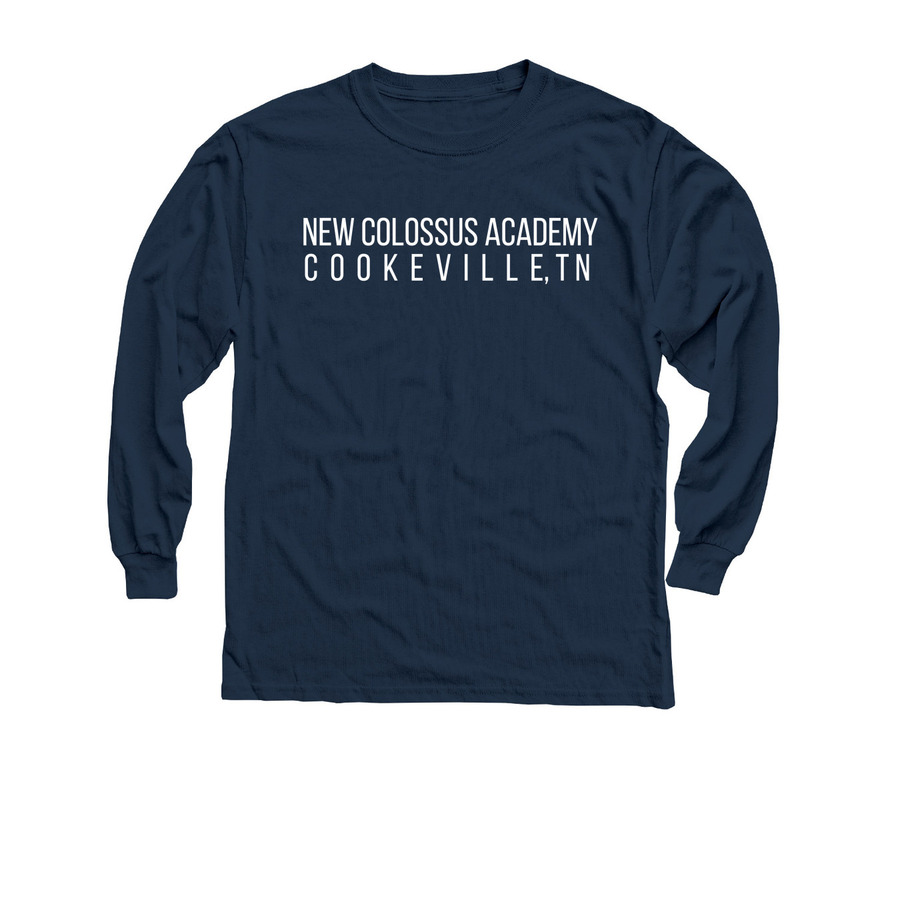 Cookeville New Colossus Academy, a Navy Youth Long Sleeve Tee