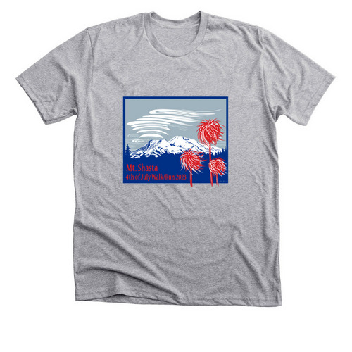 2023 Mt. Shasta 4th of July Walk/Run, a Athletic Heather Premium Unisex Tee