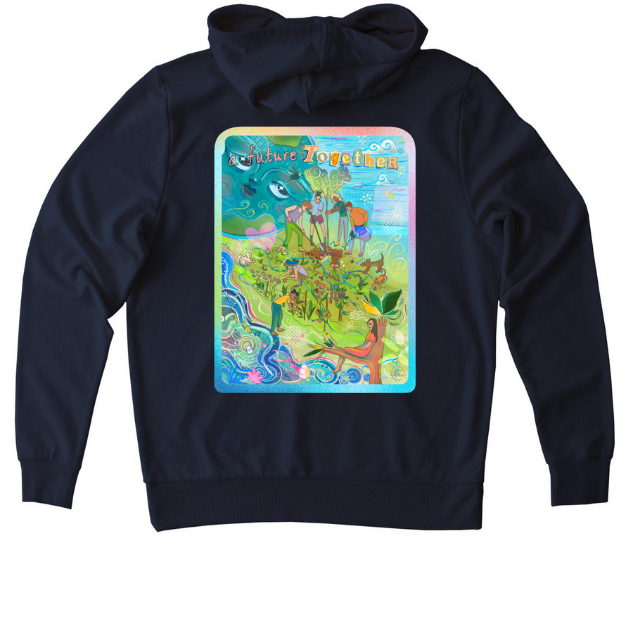 A Future Together, a Night Sky Navy Allmade Organic French Terry Pullover Hoodie (back-view)